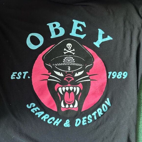 Obey Search & Destroy Battle Panther Vintage Inspired T-Shirt Size Extra Small - Picture 5 of 6